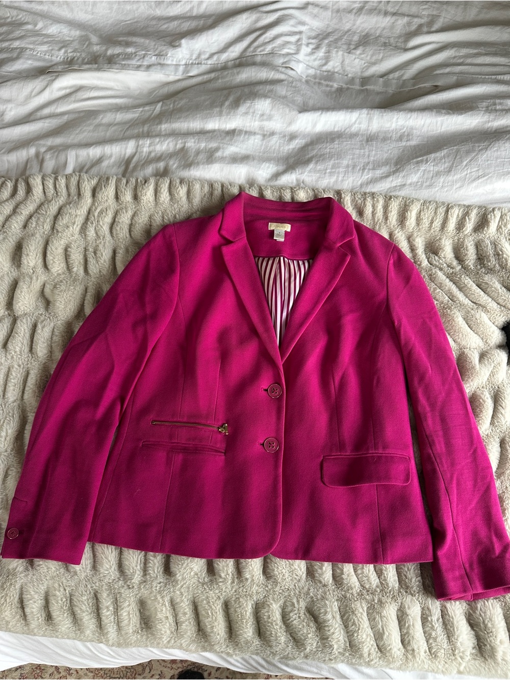 Chico's Bright Fuchsia Two-Button Tailored Blazer